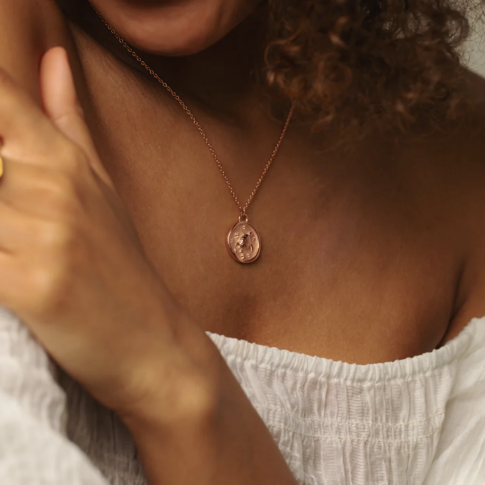 Turtle Coin Necklace Rose Gold
