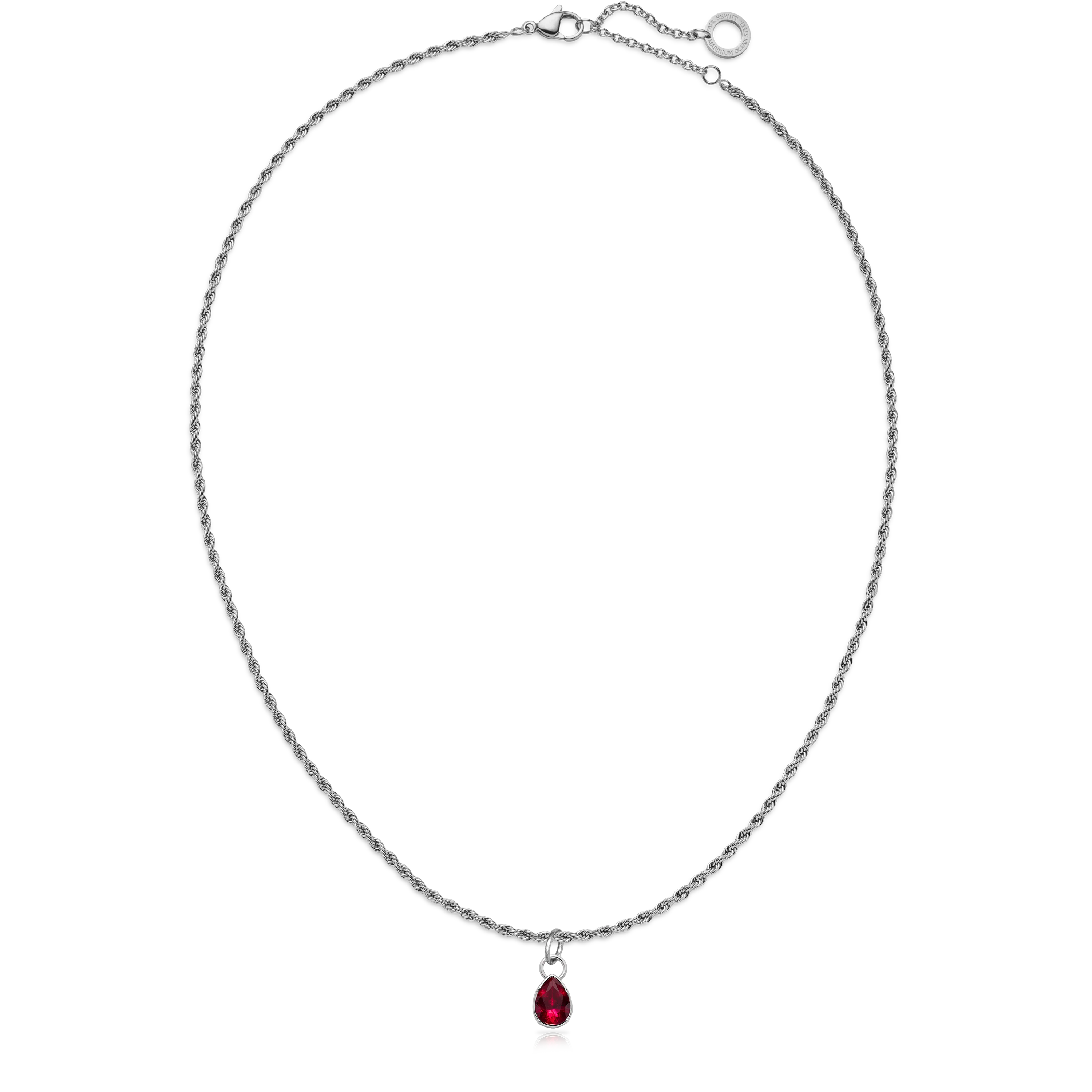 Red Stone Charm Silver