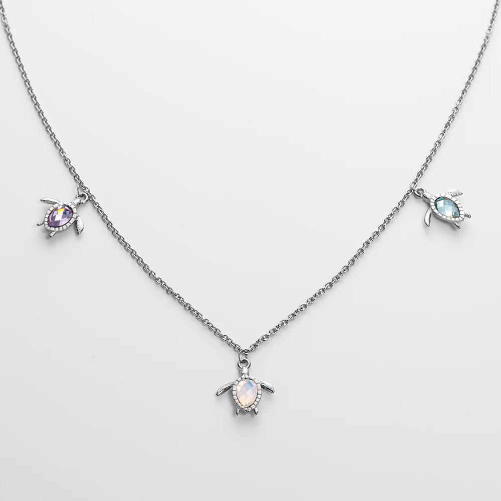 Turtle Rainbow Necklace Silver