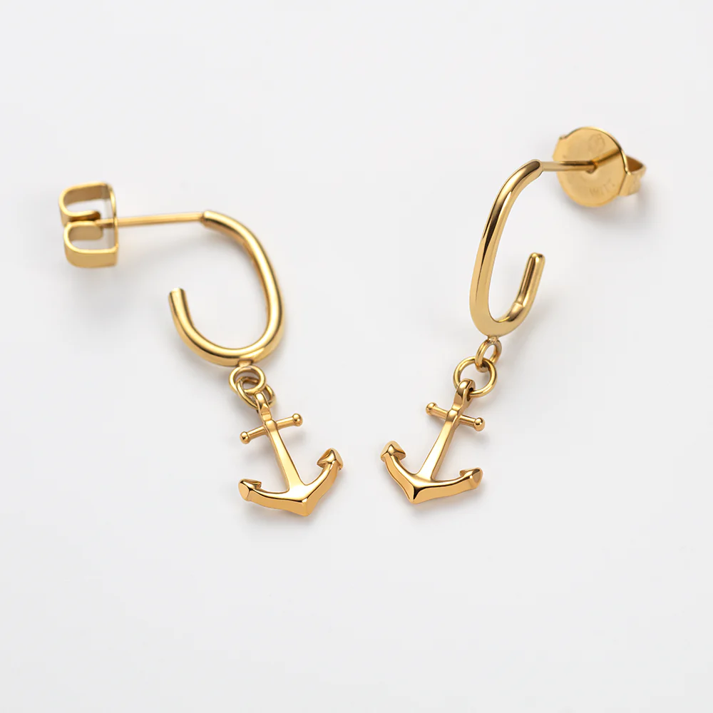 The Anchor II Hoops Earring Gold