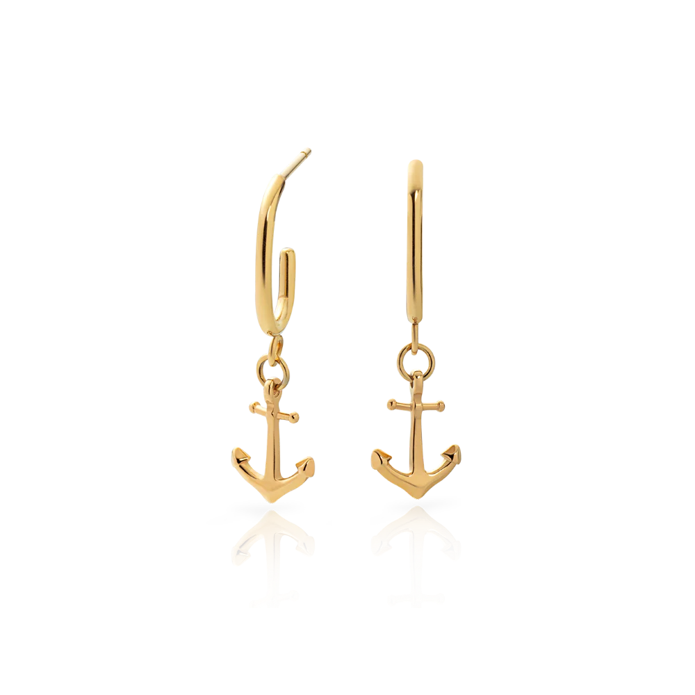 The Anchor II Hoops Earring Gold