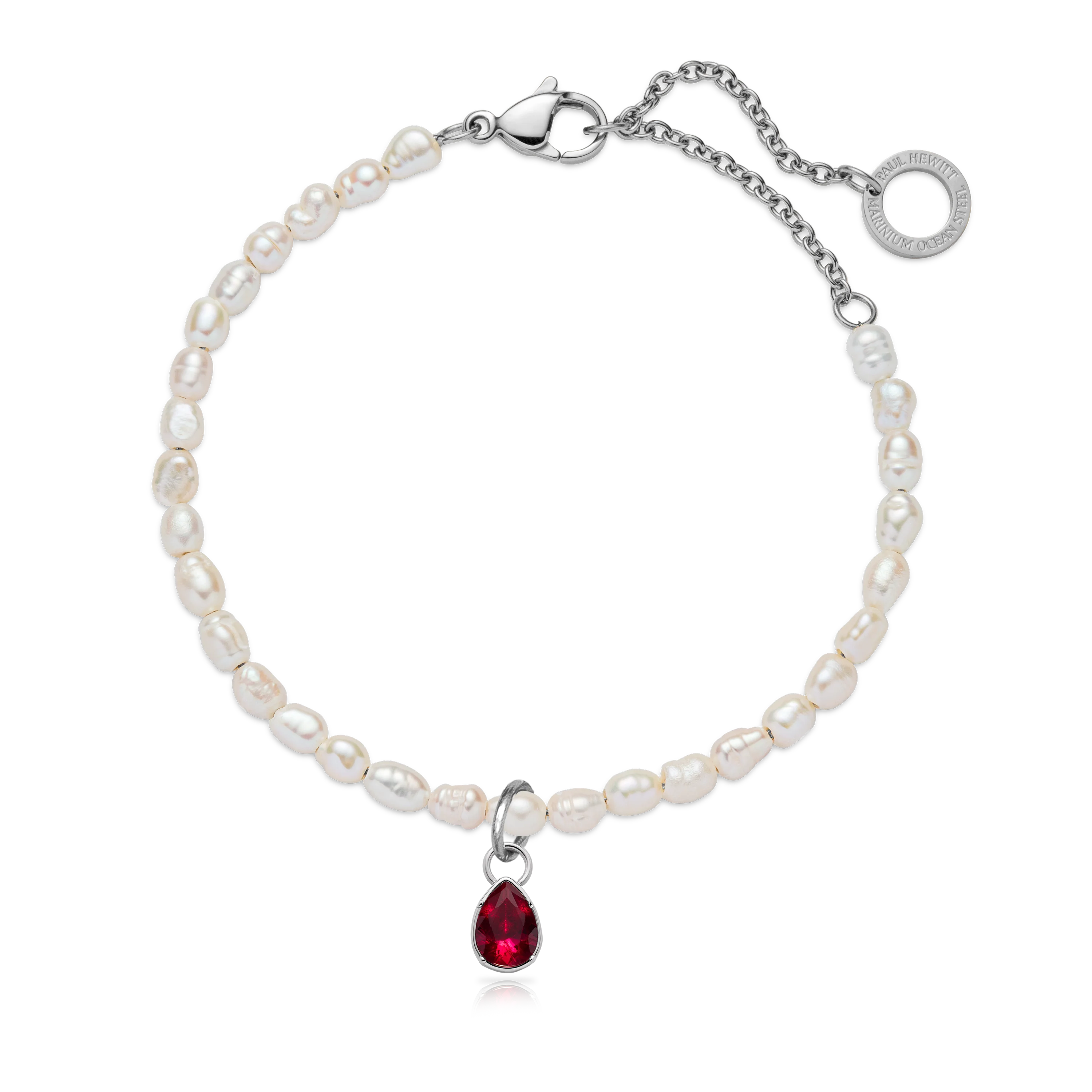 Red Stone Charm Silver