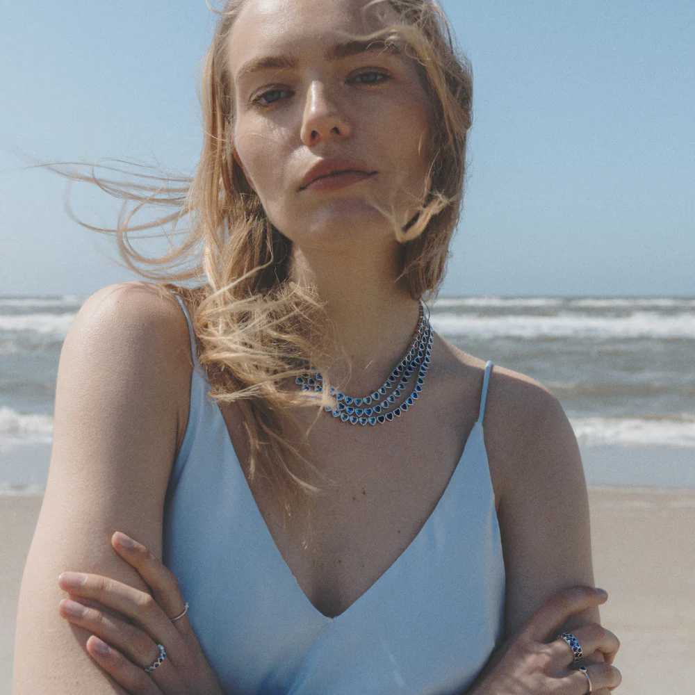 Heart of the Sea Rainbow Necklace Silver