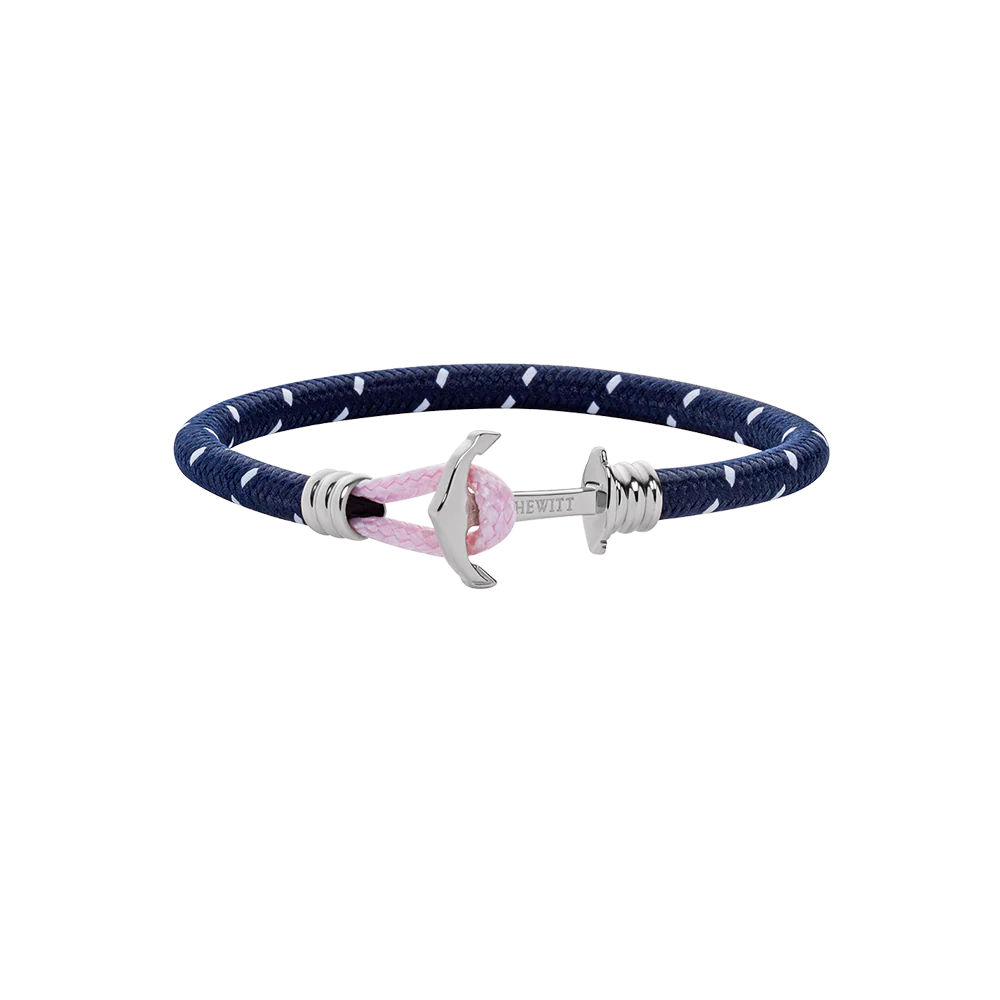 Anchor Bracelet Phrep Lite Silver Nylon Navy Blue White Pink