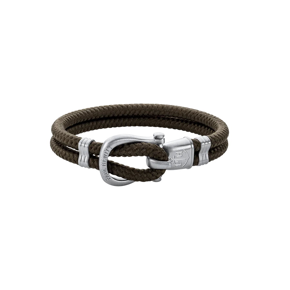 Bracelet Phinity Silver Nylon Olive