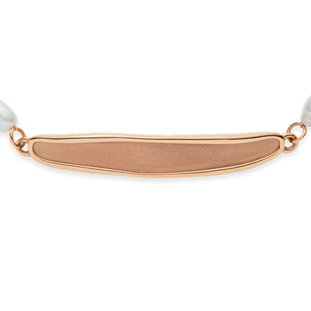 Engravable Plate Pearl Bracelet Rose Gold