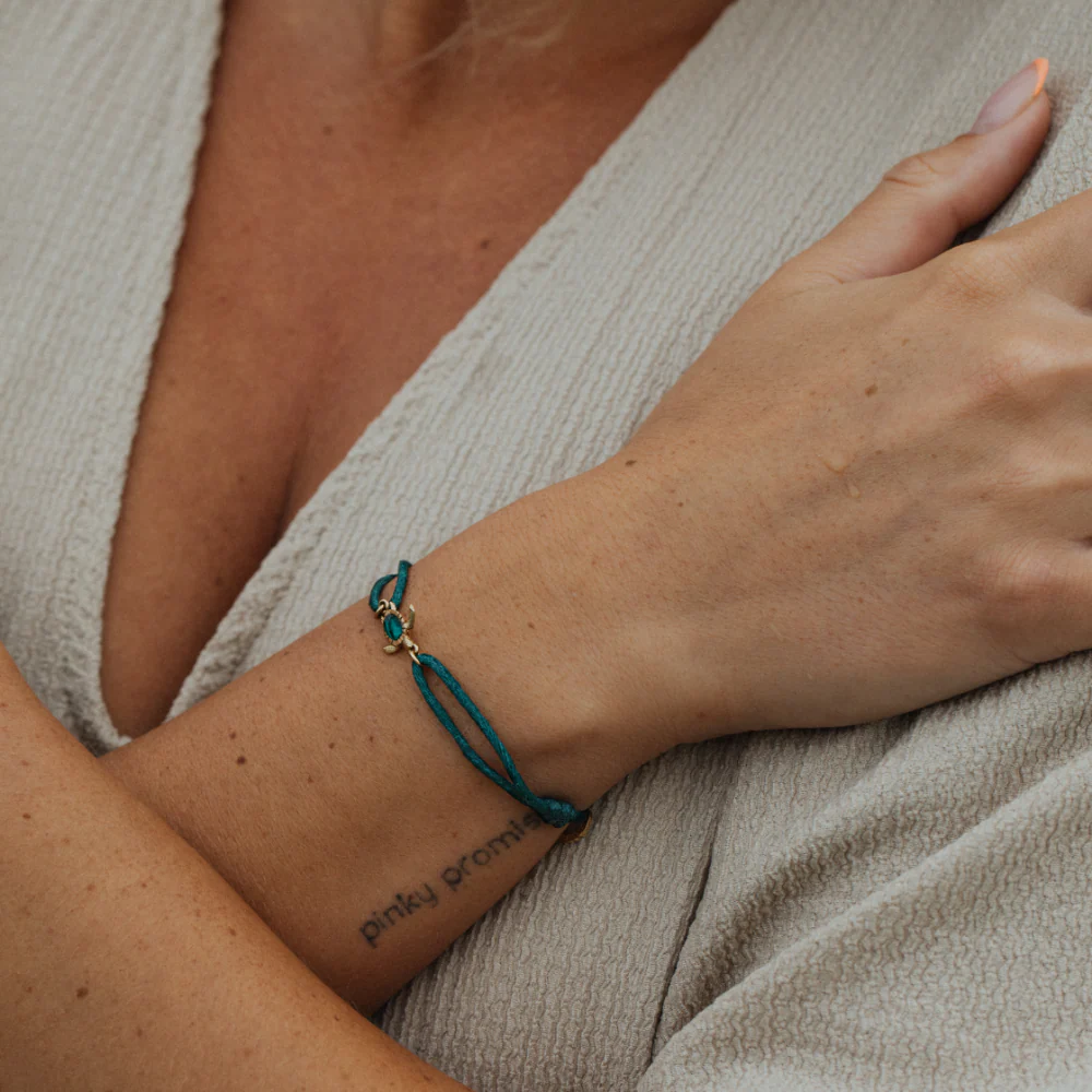 Turtle Bracelet Aquamarine Gold