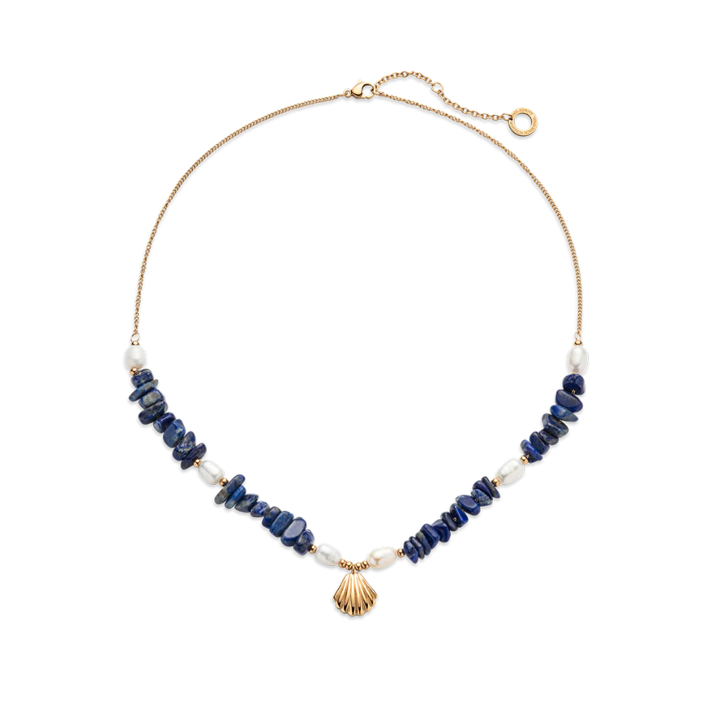 Scallop Stone Necklace Rose Gold