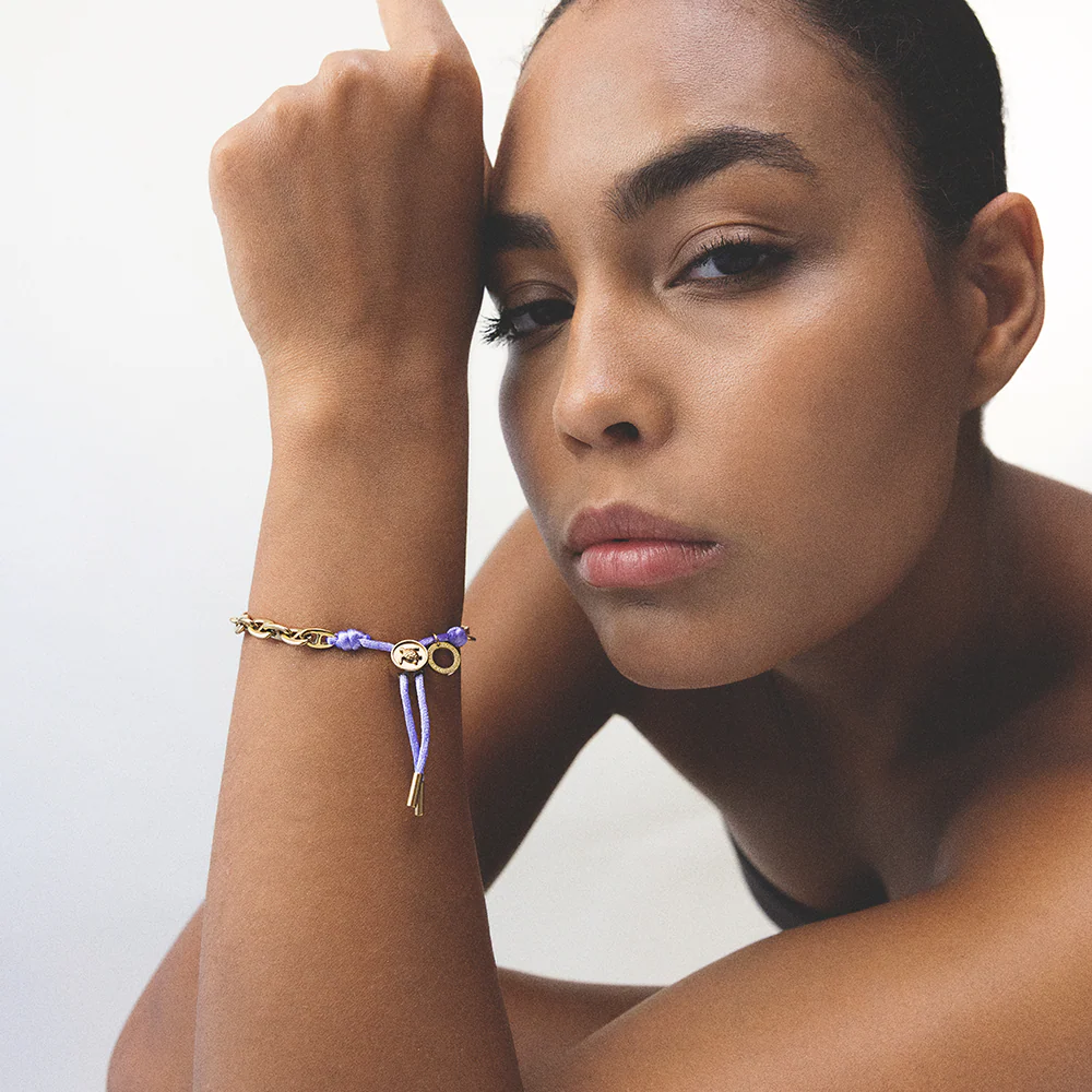 Turtle Anchor Chain Bracelet Gold Lilac