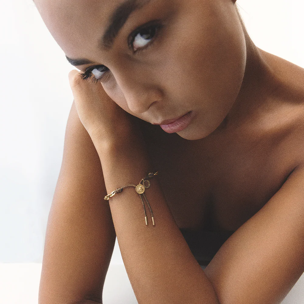 Turtle Anchor Chain Bracelet Gold Driftwood Brown