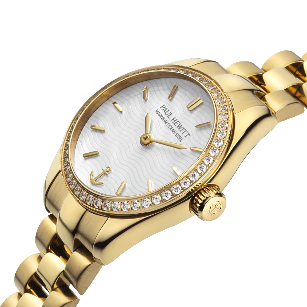 Petit Soleil Round Watch Gold White Crystal