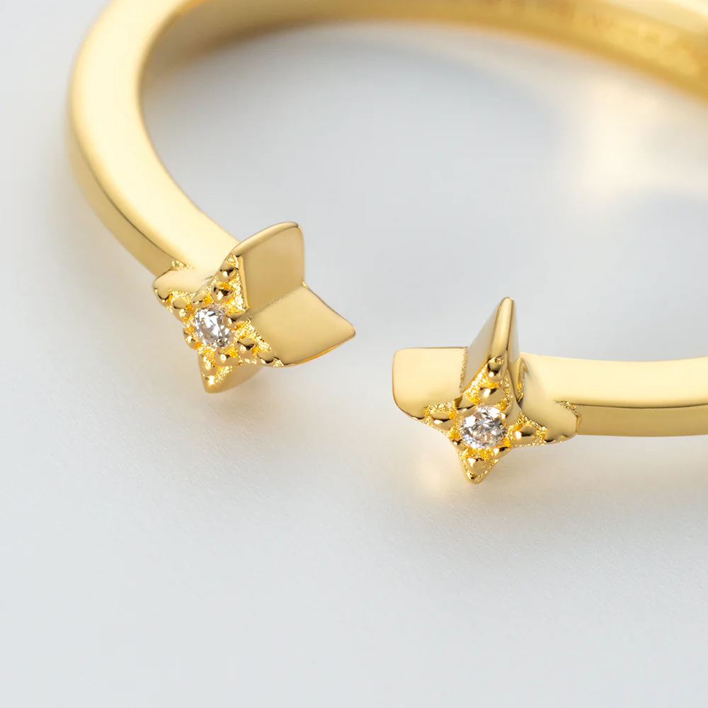 Windrose Open Stars Ring Gold