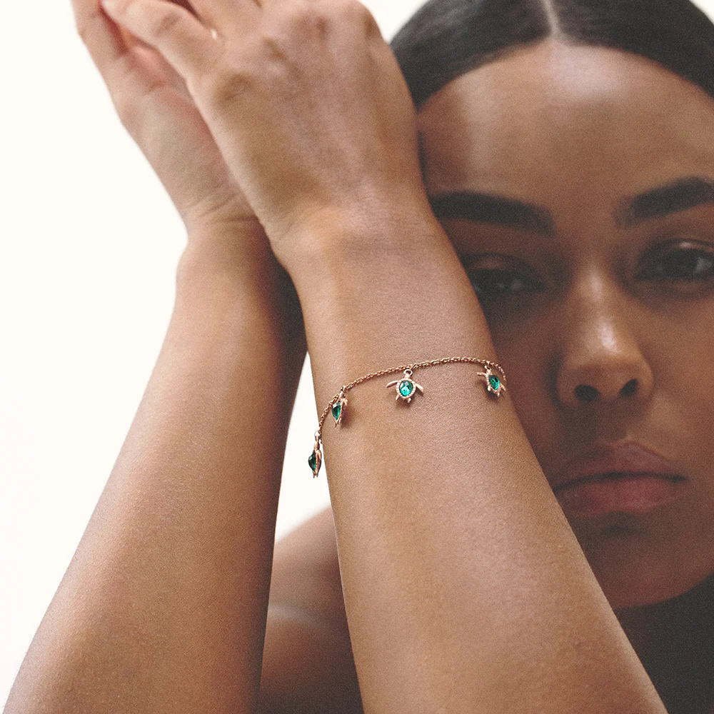 Turtle Bracelet Aquamarine Rose Gold