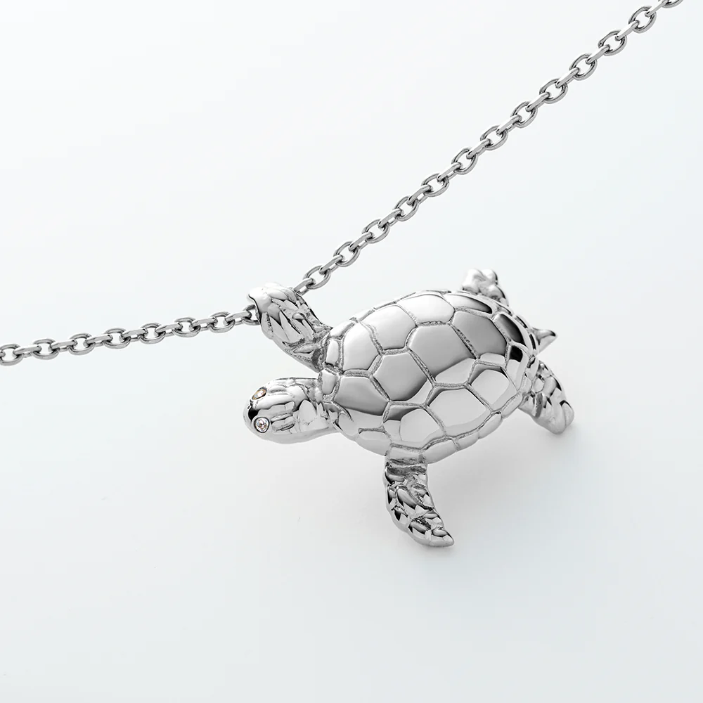 Turtle Big Necklace Silver