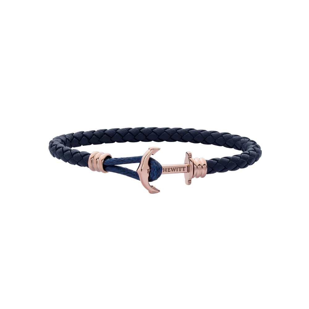 Anchor bracelet Phrep Lite rose gold leather navy blue