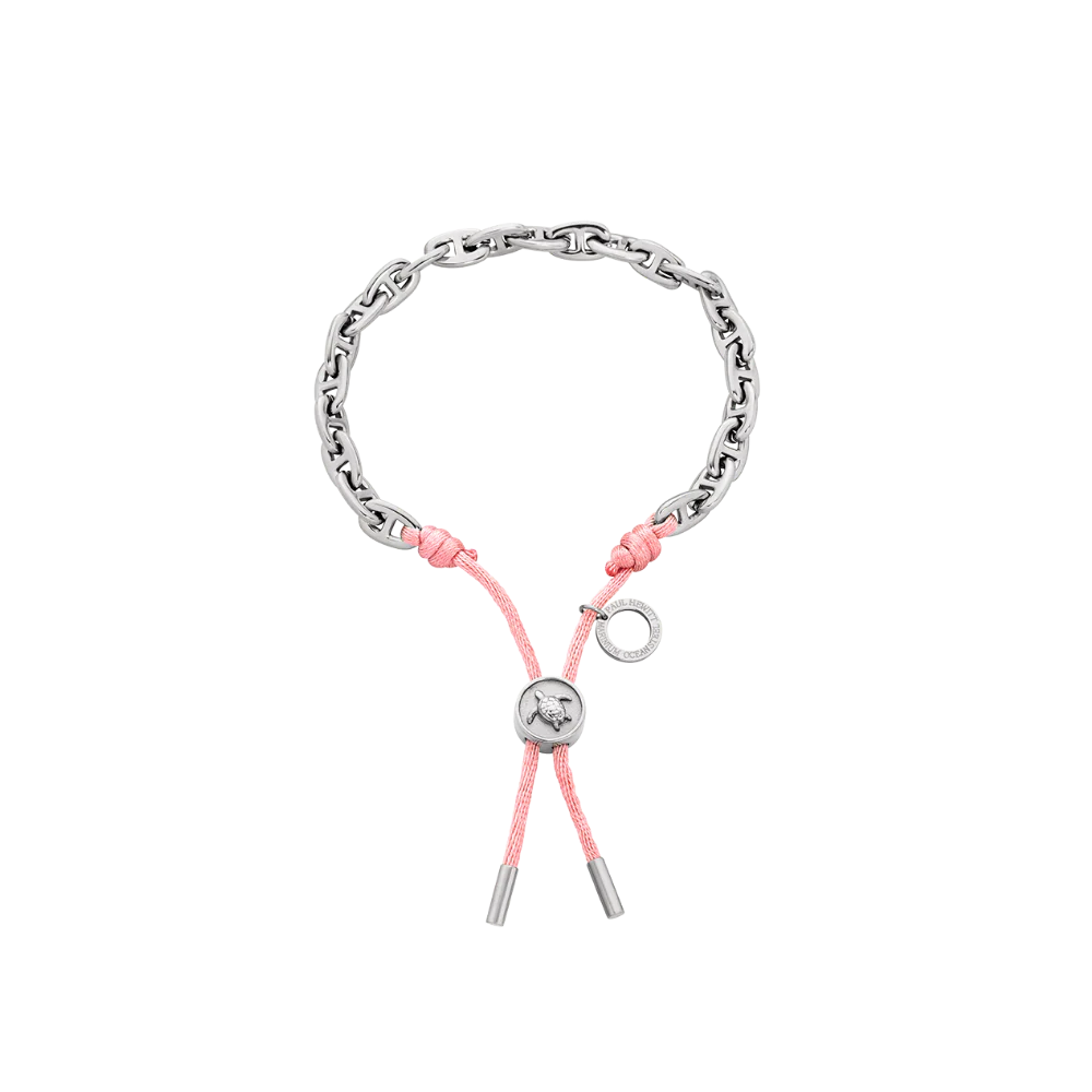 Turtle Anchor Chain Bracelet Silver Pink
