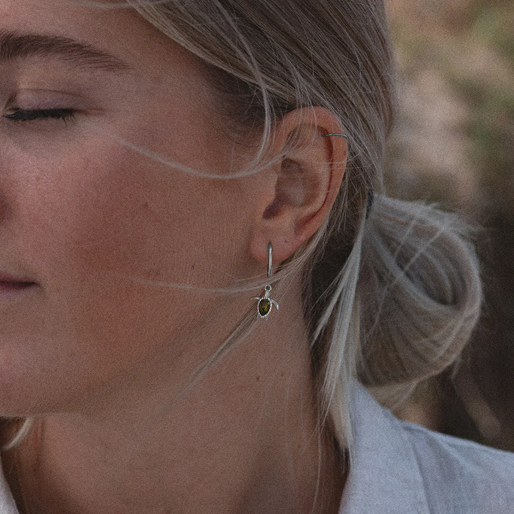 Turtle Hoops Earring Silver