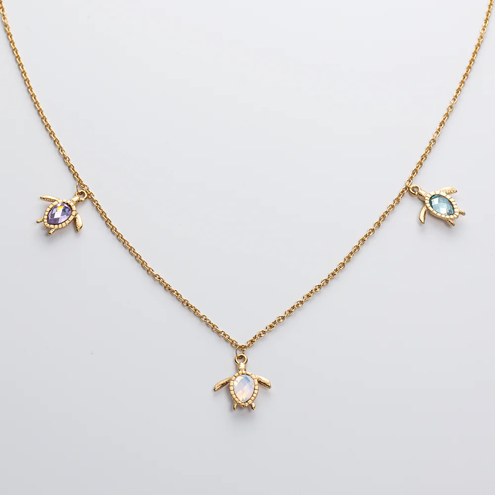 Turtle Rainbow Necklace Gold