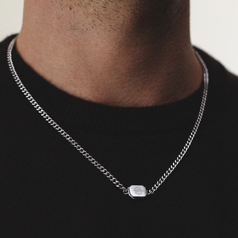 Men's Windrose II Necklace Silver