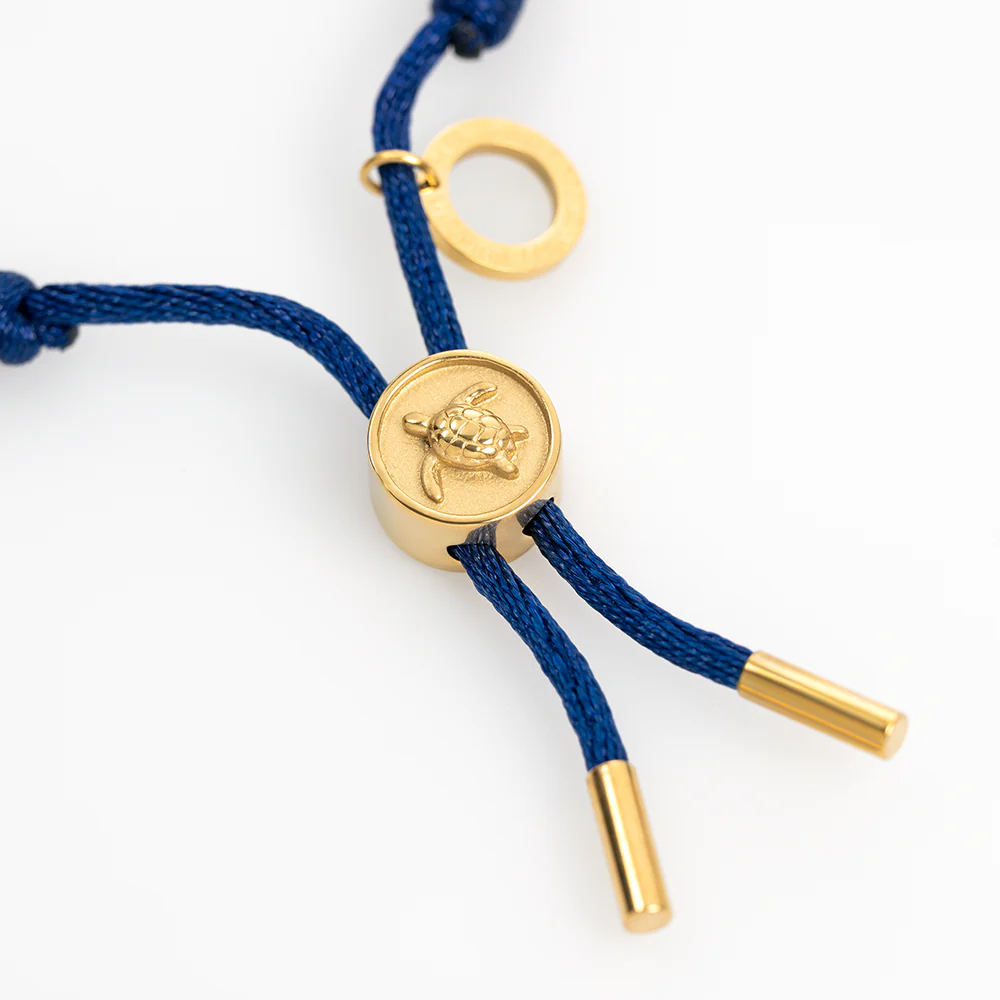 Turtle Anchor Chain Bracelet Gold Navy