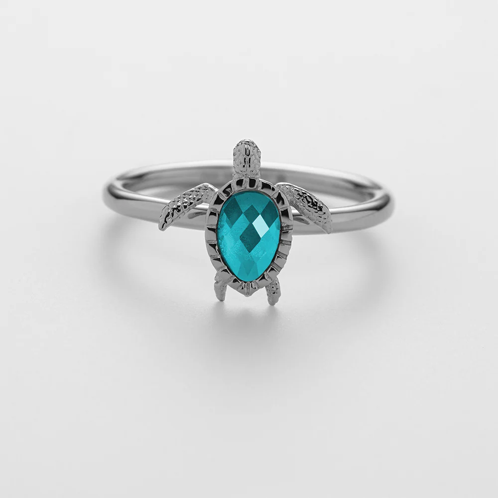 Turtle Ring Aquamarine Silver