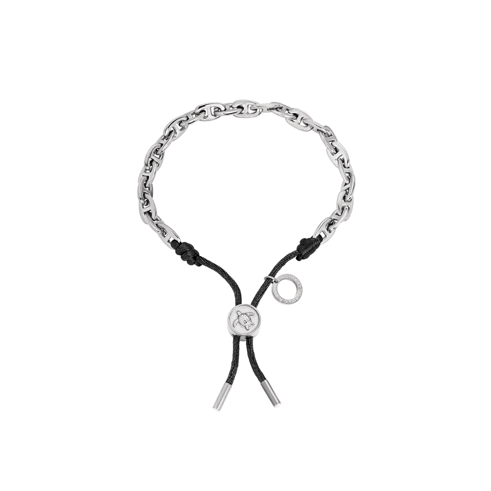Turtle Anchor Chain Bracelet Silver Black