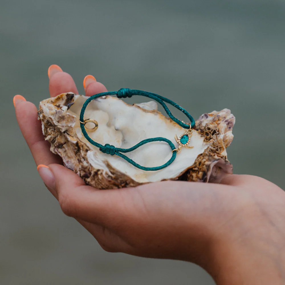 Turtle Bracelet Aquamarine Gold