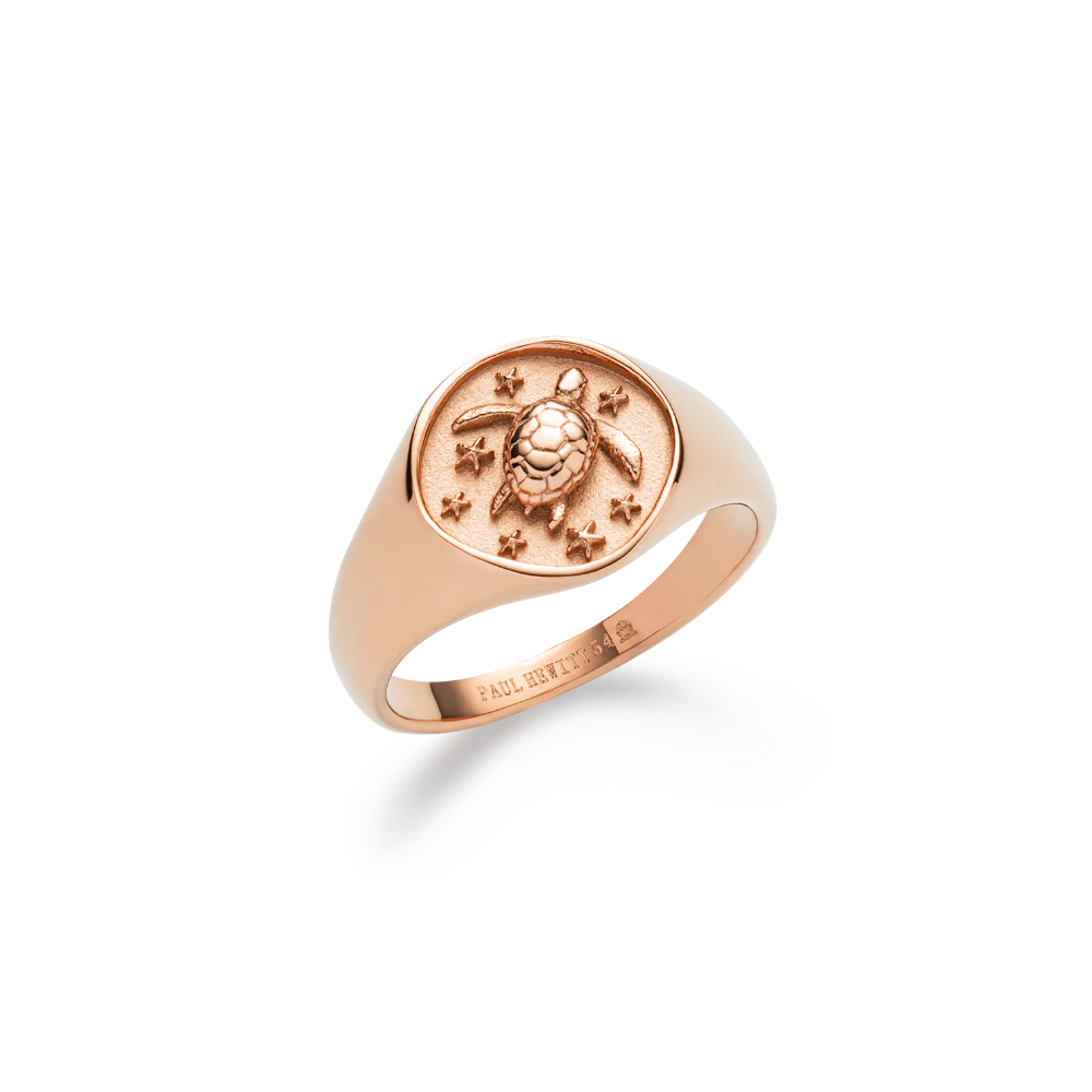 Turtle Signet Ring Rose Gold