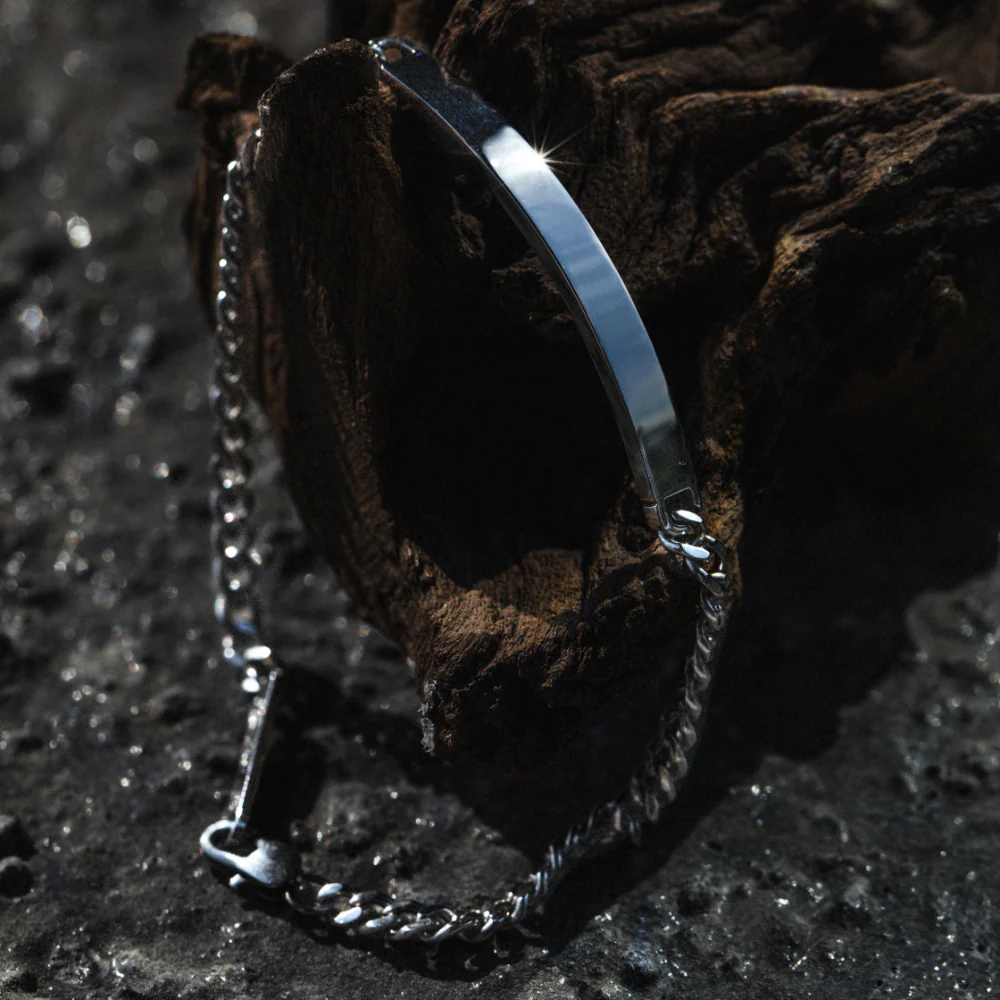 Men's Engravable ID bracelet silver