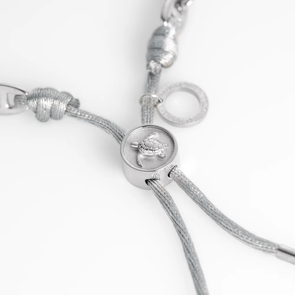 Turtle Anchor Chain Bracelet Silver Grey