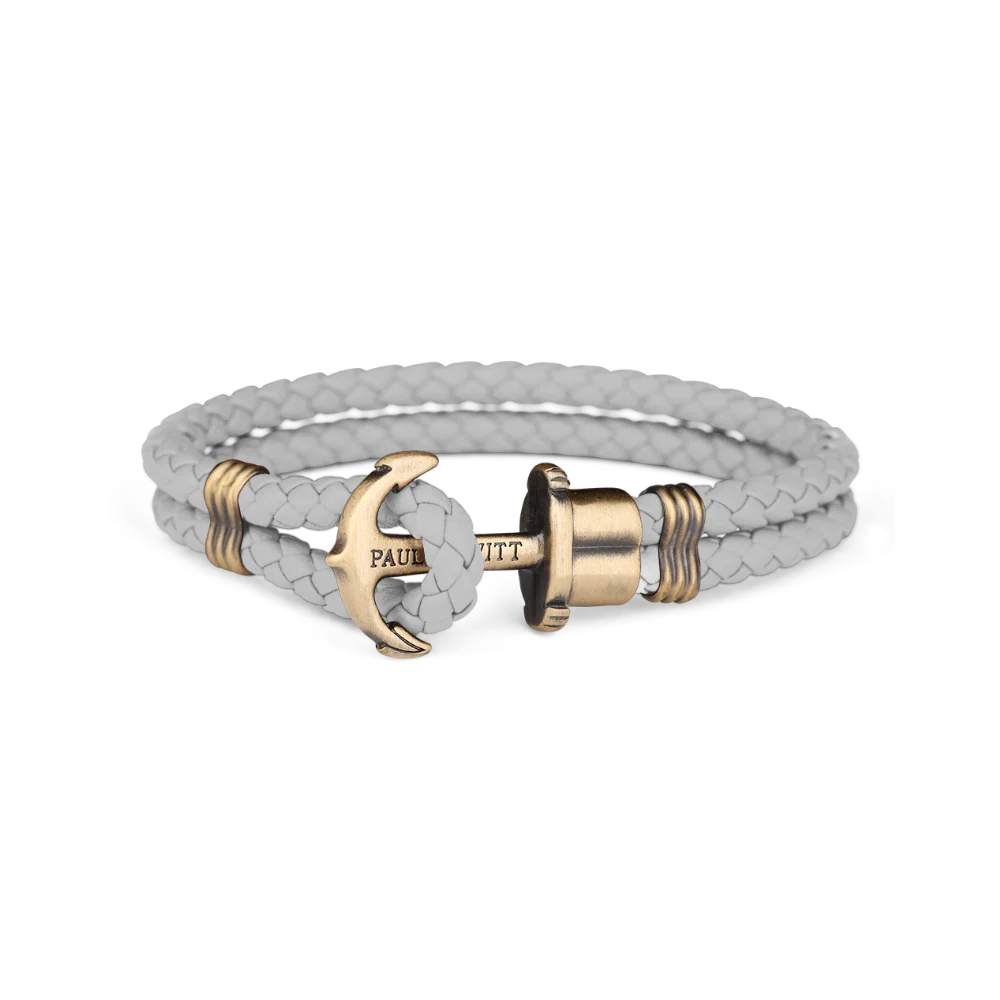 Anchor bracelet Phrep brass leather grey