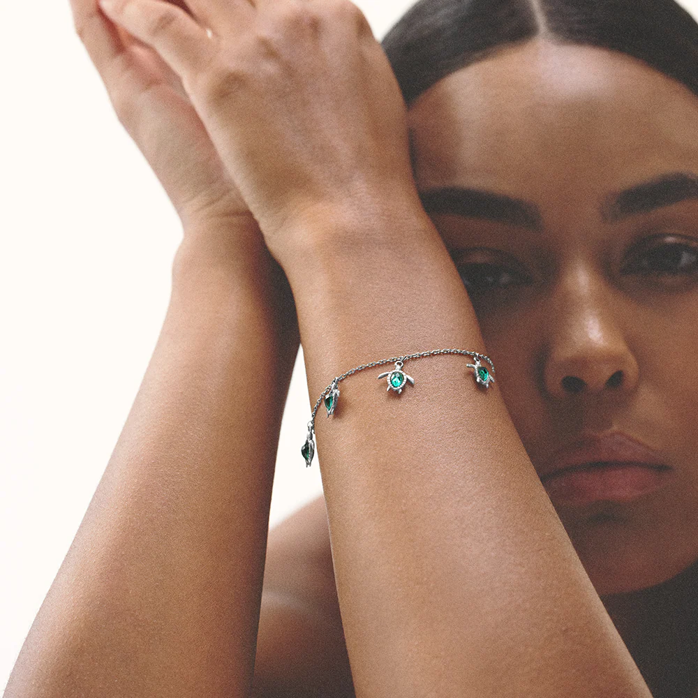 Turtle Bracelet Aquamarine Silver
