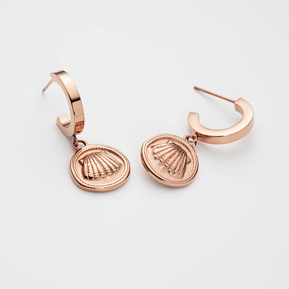 Scallop Coin Earring Rose Gold