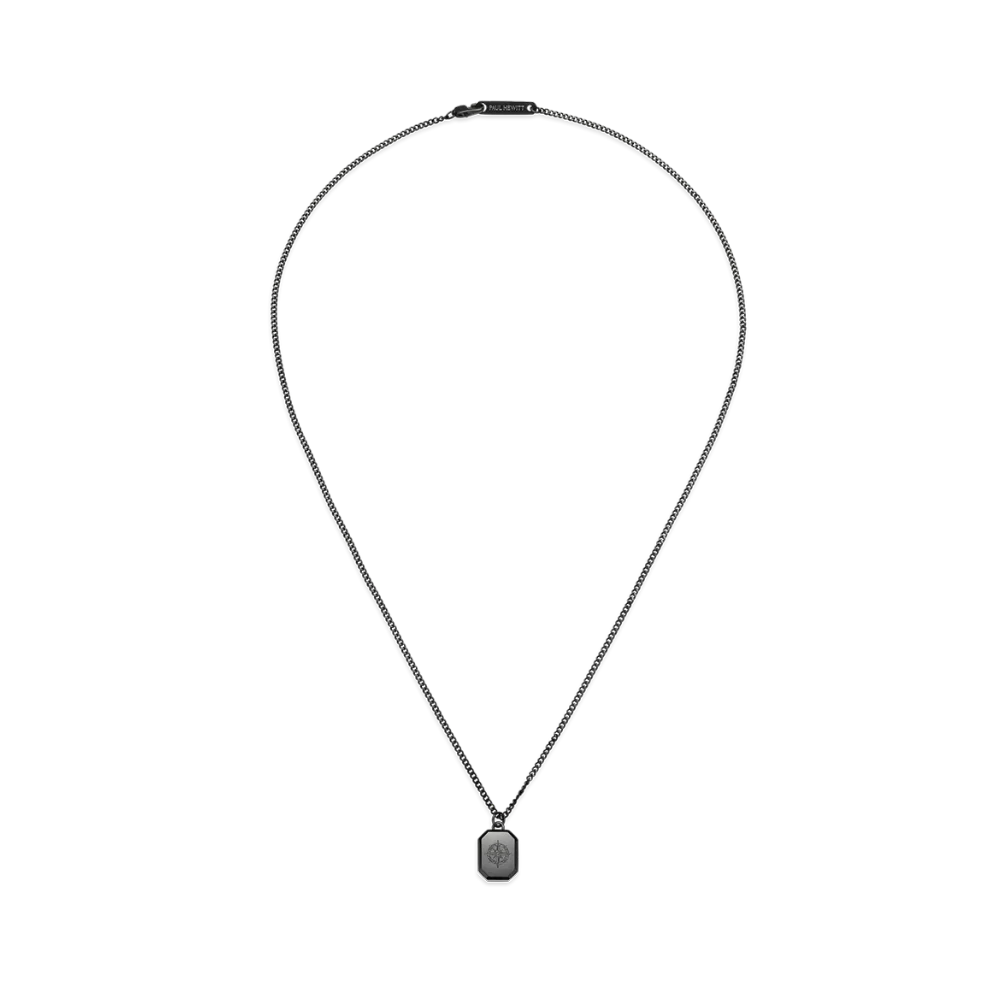 Men's Octagonal Necklace Windrose Black