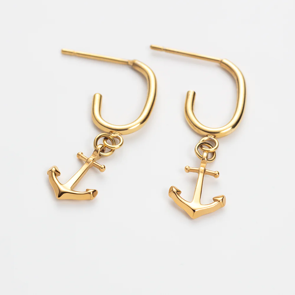 The Anchor II Hoops Earring Gold