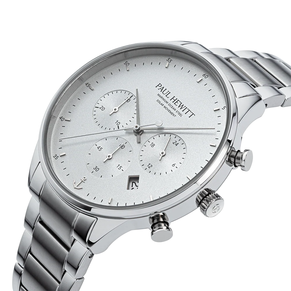 Chrono watch silver white