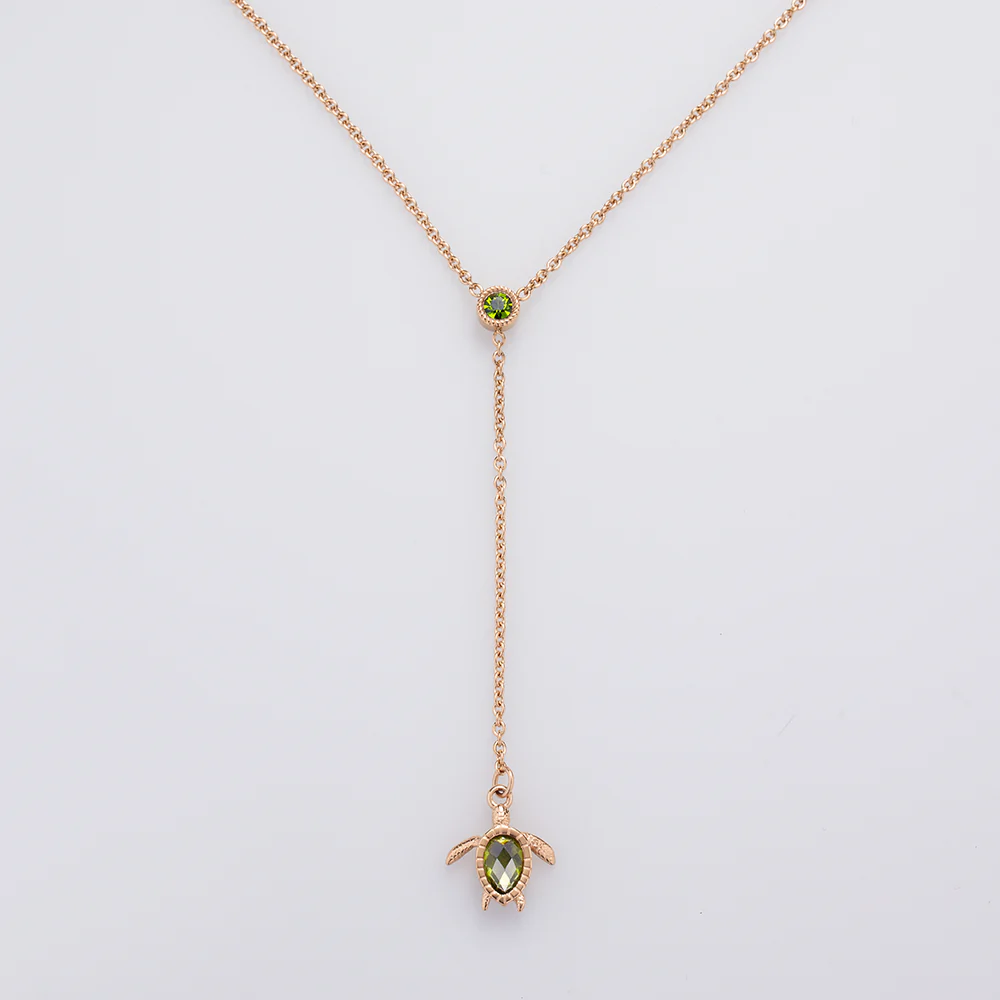 Turtle Y Necklace Rose Gold