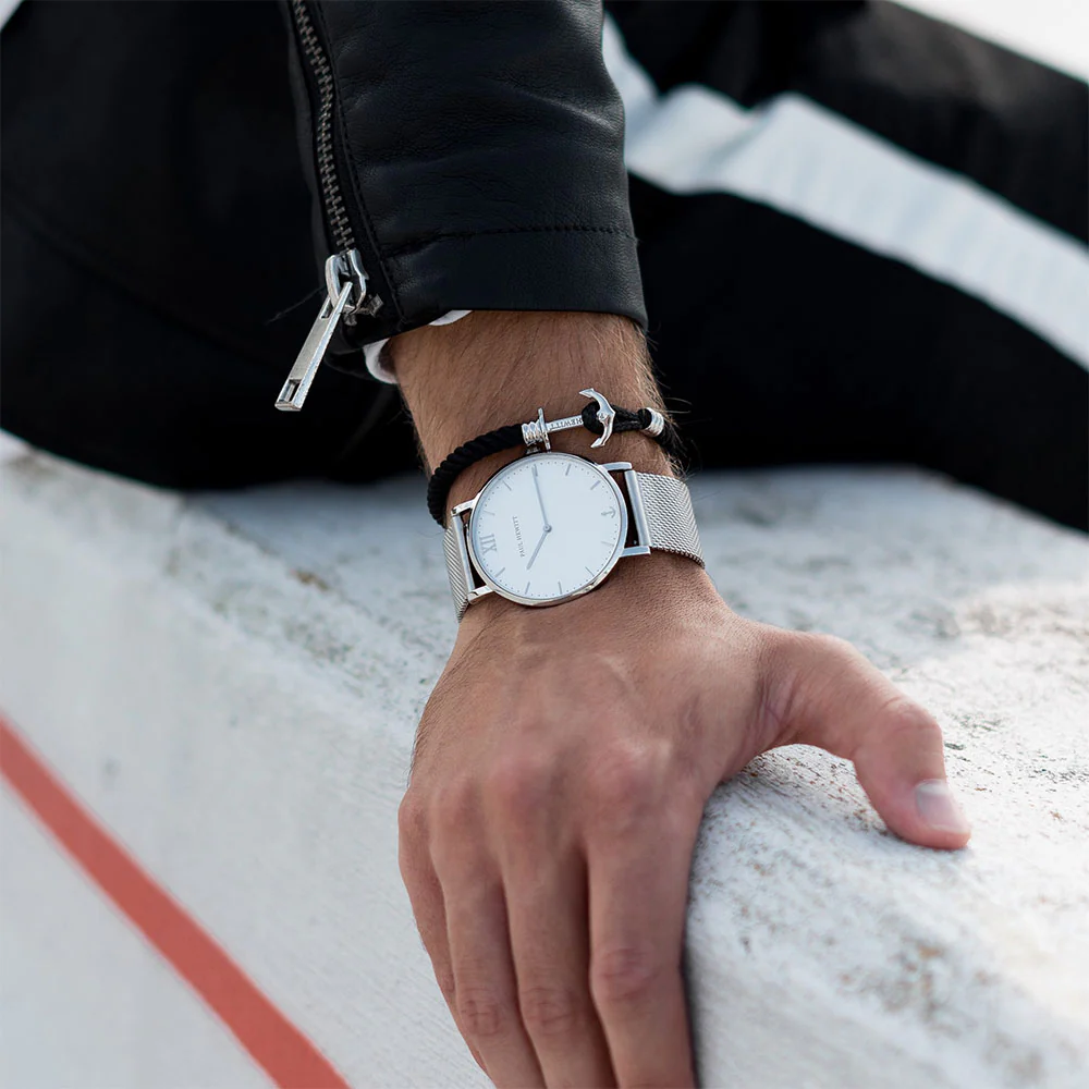 Anchor Bracelet Phrep Lite Silver Nylon Black