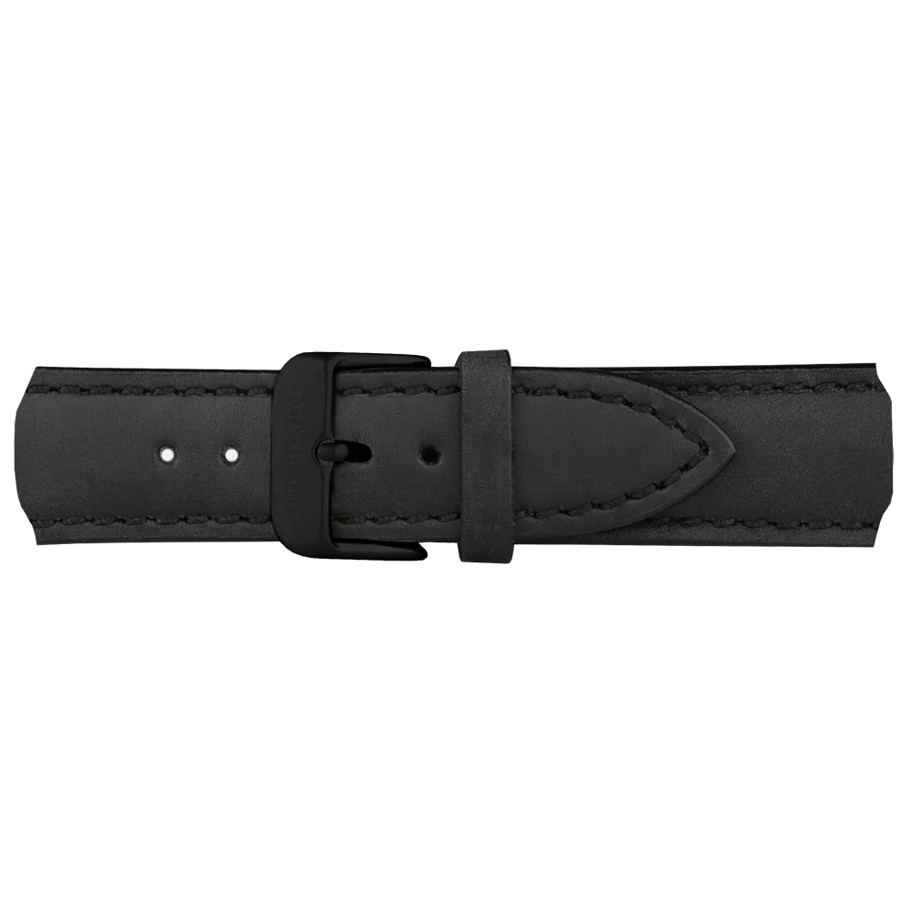 Black leather watch strap 20 mm