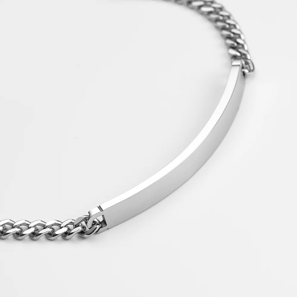 Men's Engravable ID bracelet silver