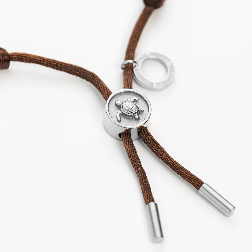 Turtle Anchor Chain Bracelet Silver Driftwood Brown
