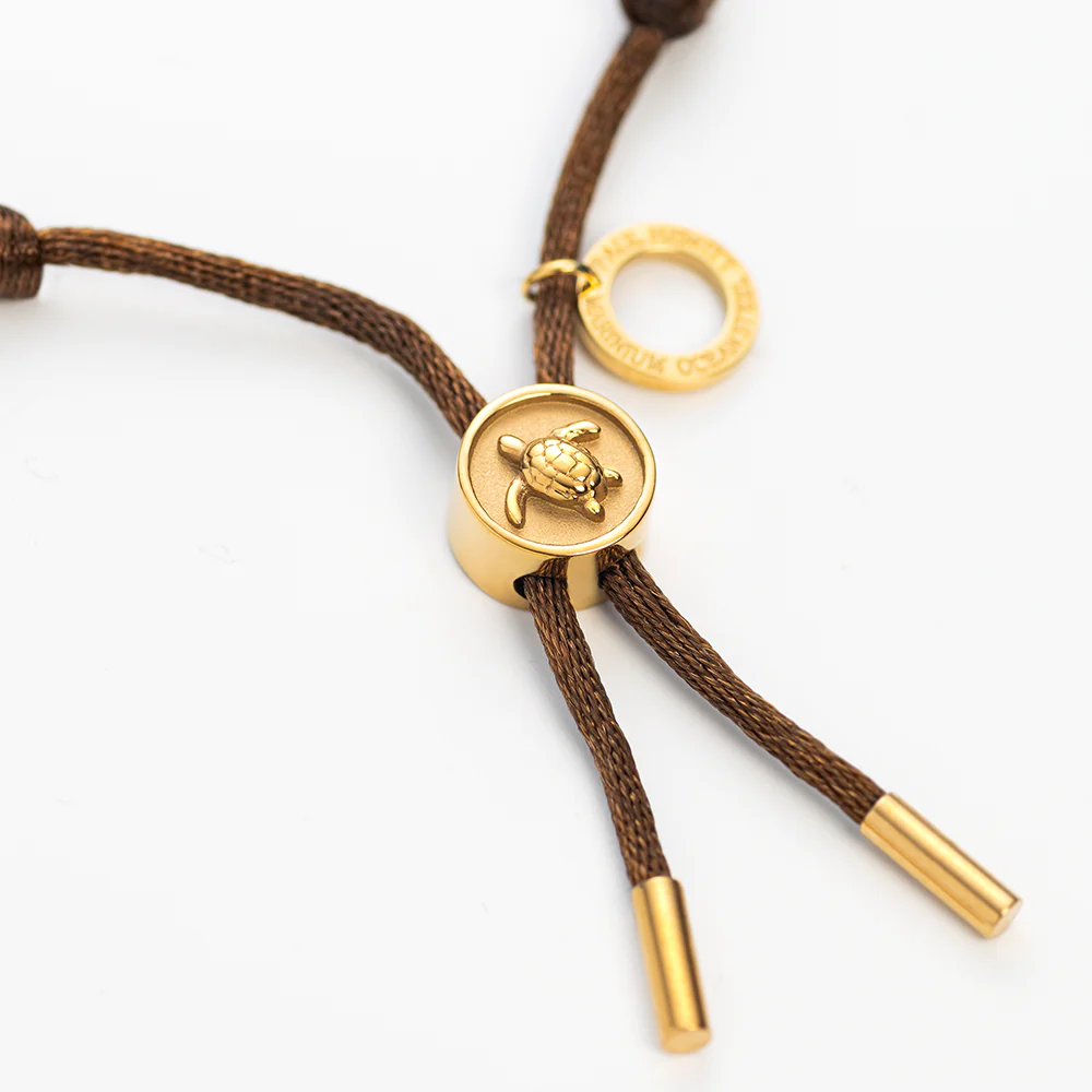Turtle Anchor Chain Bracelet Gold Driftwood Brown
