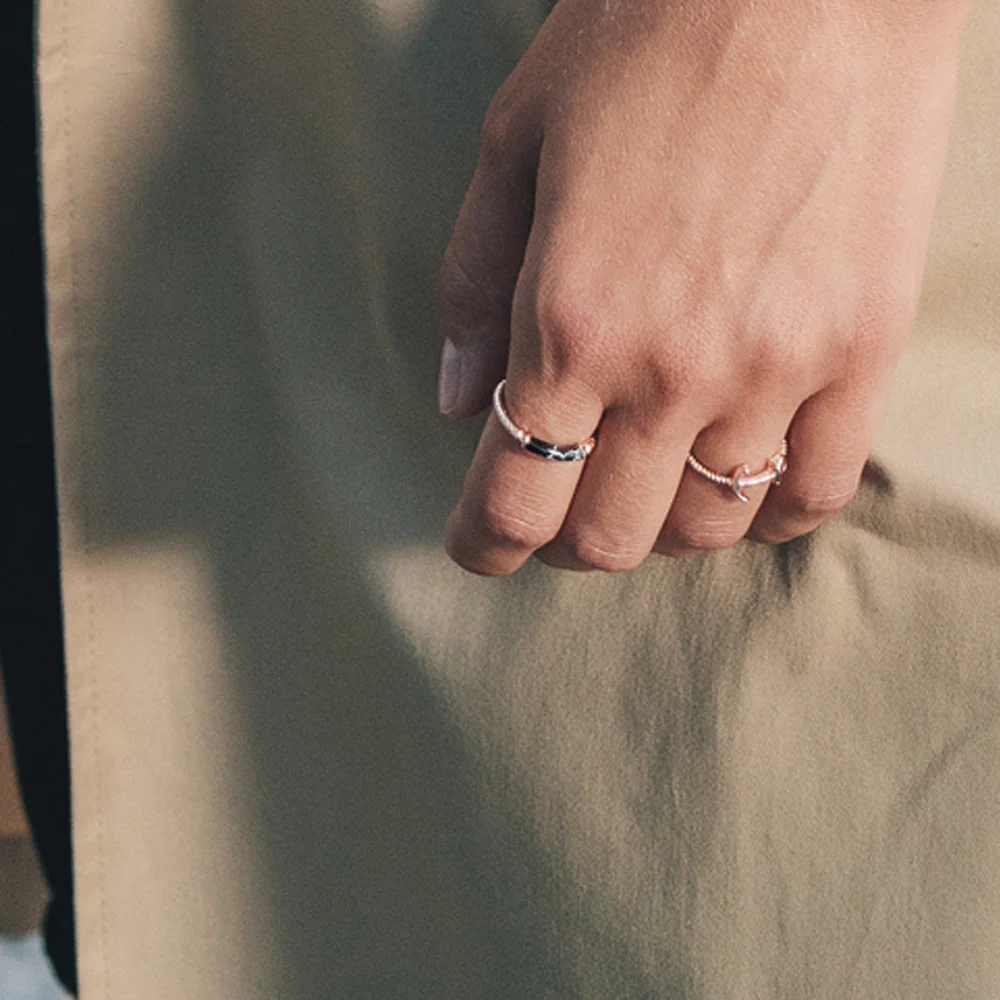 Ring Starboard Rose Gold Black Marble