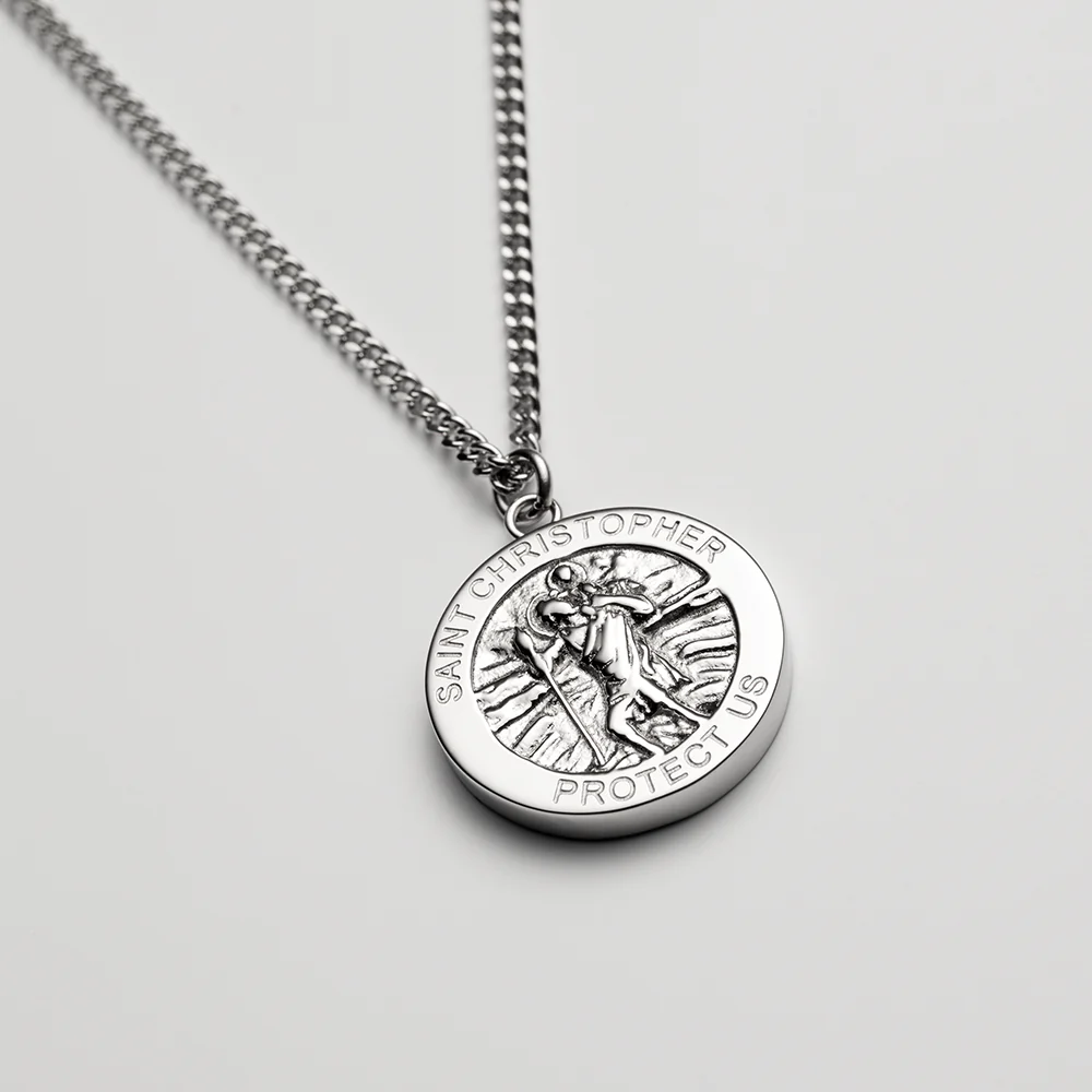 Men's St. Christopher Necklace Silver