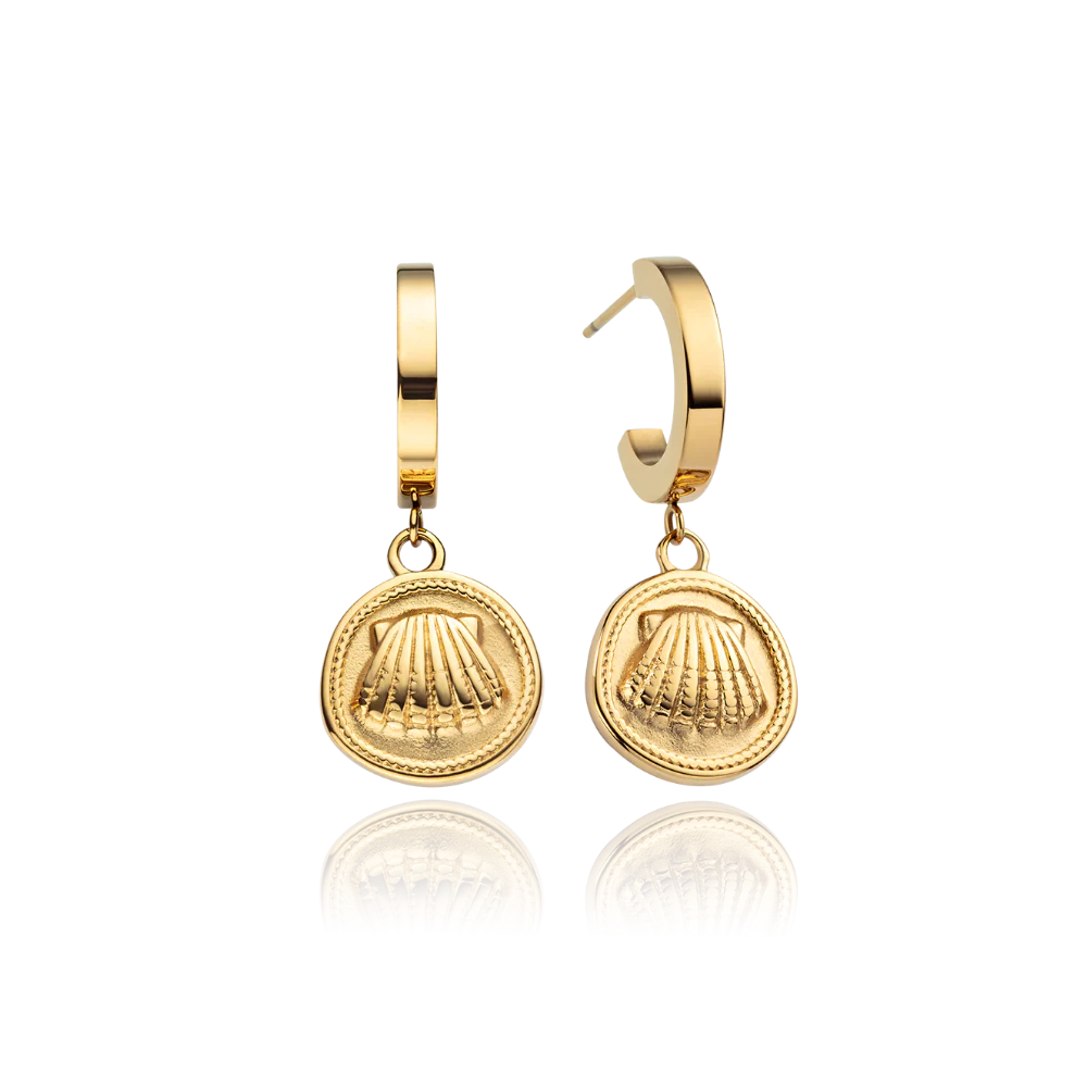 Scallop Coin Earring Gold