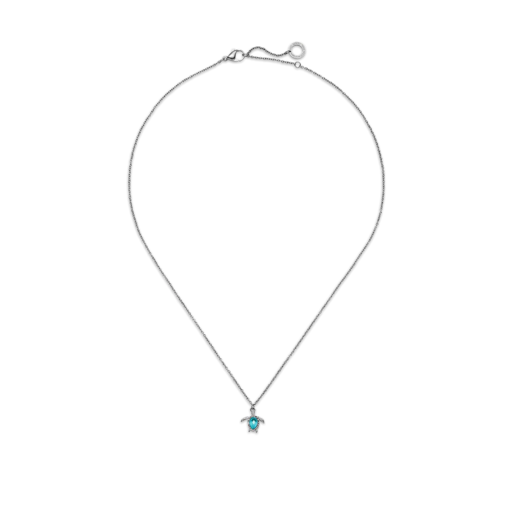 Turtle Mono Necklace Aquamarine Silver
