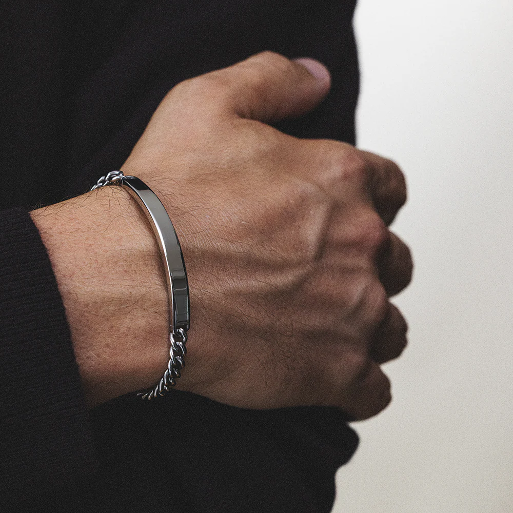Men's ID Bracelet Bold Silver