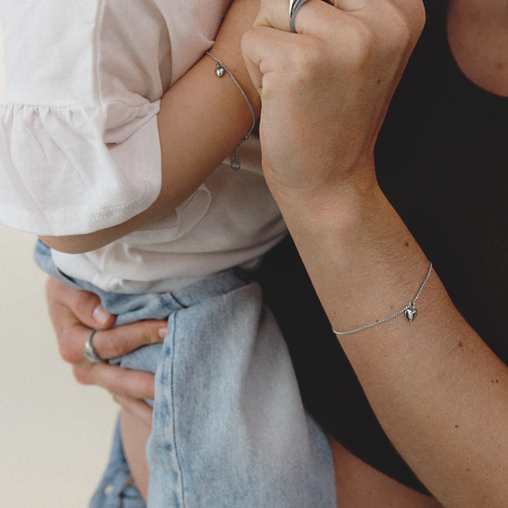 Ocean Heart Mama & Mini Set Silver