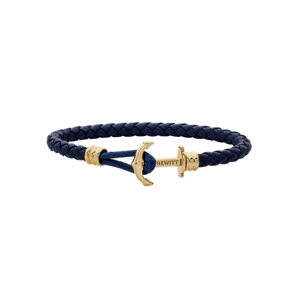 Anchor Bracelet Phrep Lite Gold Leather Navy Blue