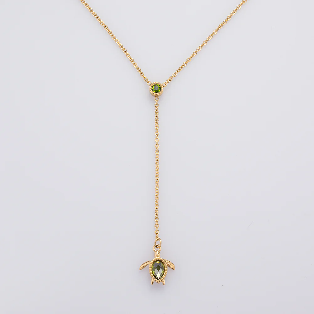 Turtle Y Necklace Gold